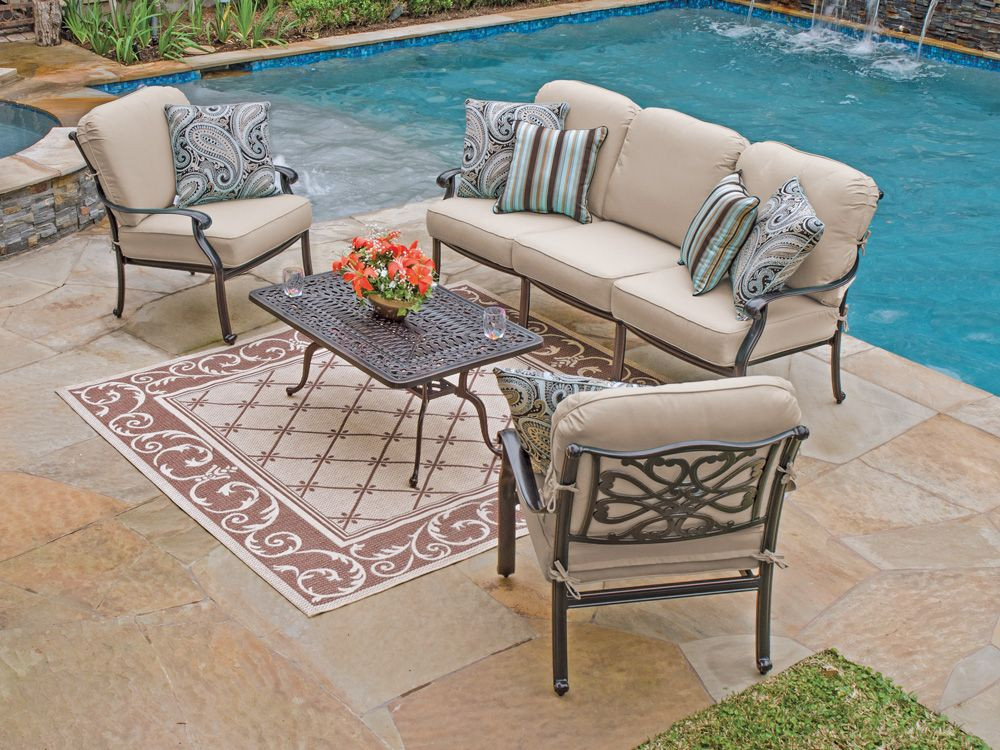 Best ideas about Sunbrella Patio Furniture
. Save or Pin Orleans 4 Pc Cast Aluminum Sofa Group with Spectrum Sand Now.