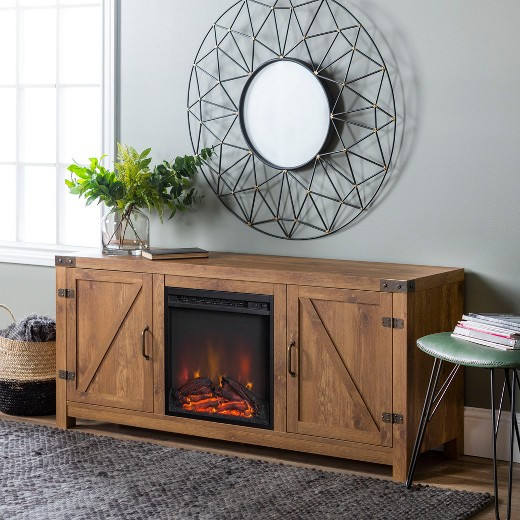 Best ideas about Target Fireplace Tv Stand
. Save or Pin 58" Barn Door Fireplace TV Stand Barnwood Saracina Now.