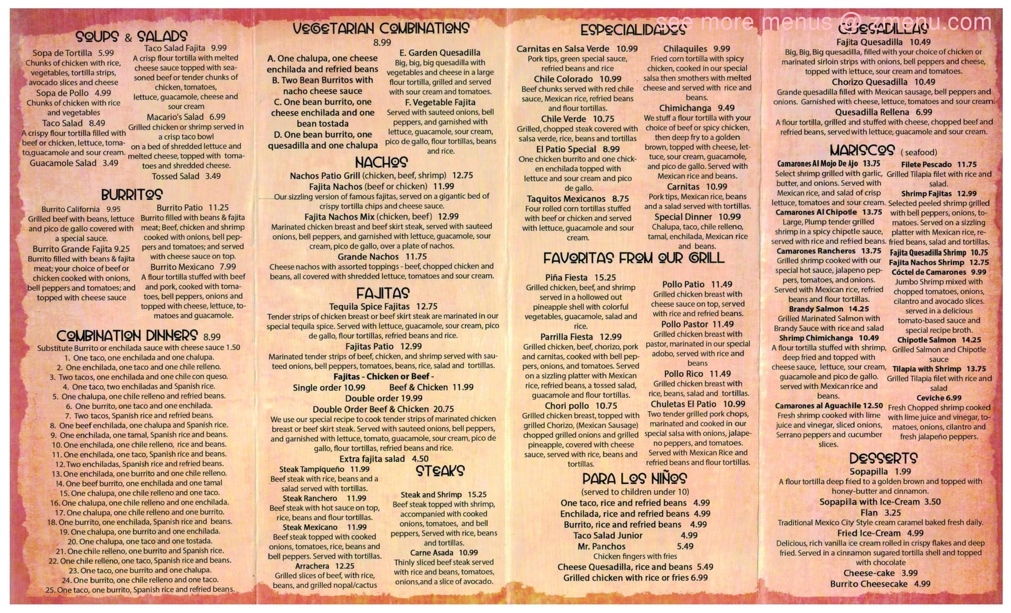 Best ideas about The Patio Menu
. Save or Pin line Menu of El Patio Mexican Grille Restaurant Now.