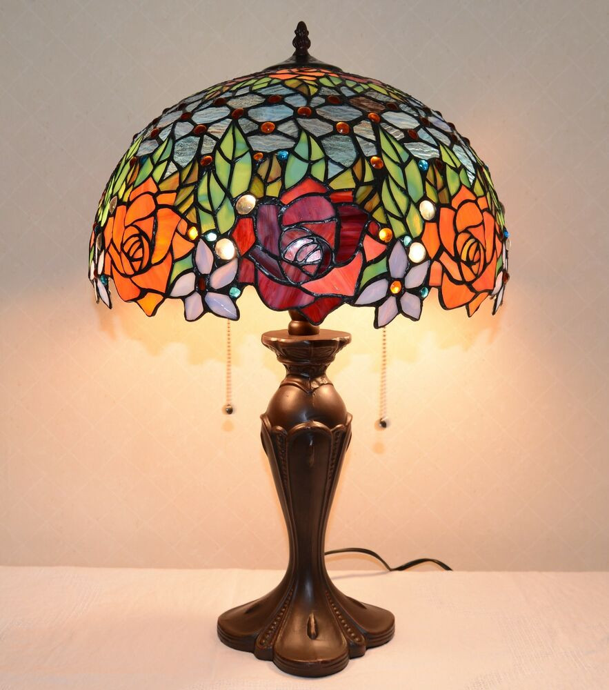 Best ideas about Tiffany Style Desk Lamp
. Save or Pin 16"W Roses Peony Jeweled Stained Glass Tiffany Style Table Now.