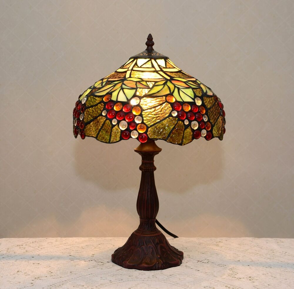 Best ideas about Tiffany Style Desk Lamp
. Save or Pin 12"W Zinc Base Grape Vine Tiffany Style Stained Glass Now.