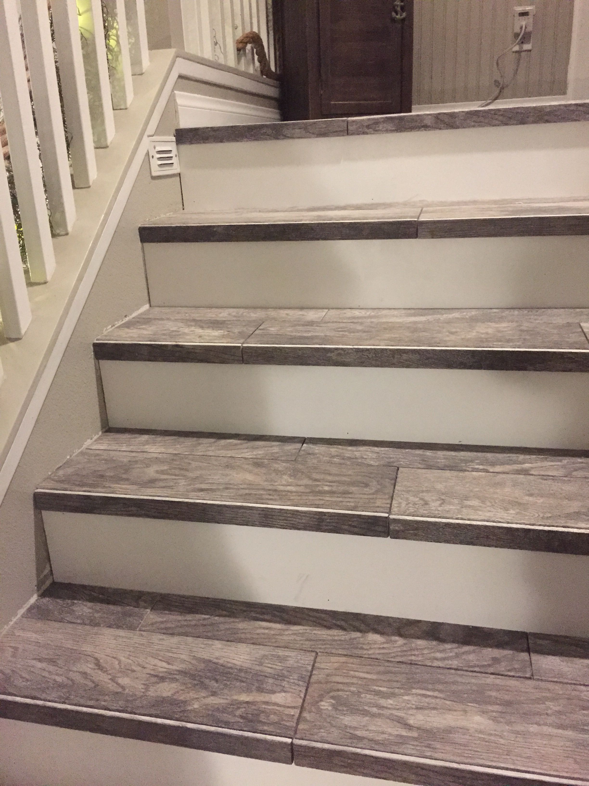 Best ideas about Tile On Stairs
. Save or Pin Wood look tiled stair case DIY house house Now.