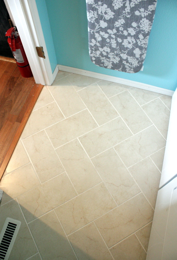 Best ideas about Tiling A Bathroom Floor
. Save or Pin Sweet Something Designs DIY Herringbone Tile Floor Now.