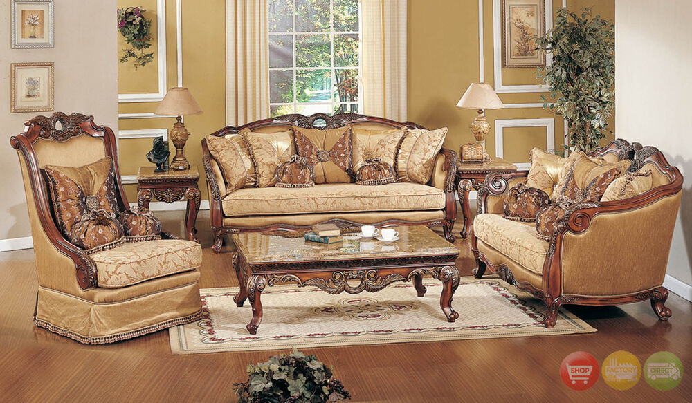 Best ideas about Traditional Living Room Furniture
. Save or Pin Exposed Wood Luxury Traditional Sofa & LoveSeat Formal Now.