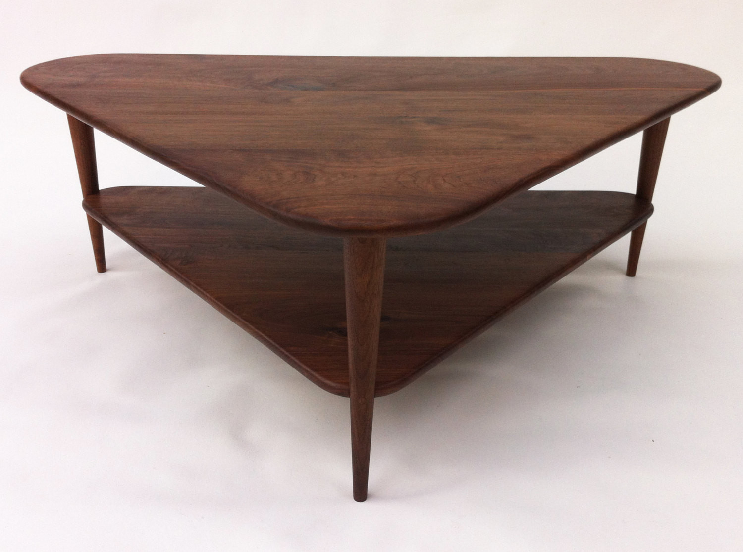 Best ideas about Triangle Coffee Table
. Save or Pin Mid Century Modern Coffee Table w Shelf Triangle Cocktail Now.