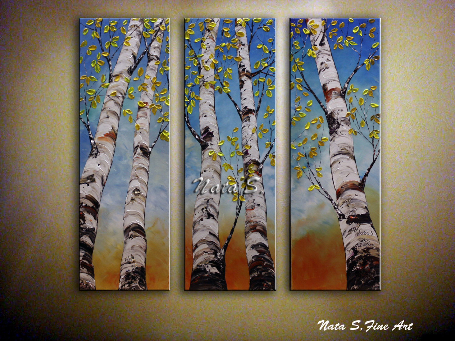 Best ideas about Triptych Wall Art . Save or Pin Birch Tree Painting Triptych Wall Art Original Landscape Now.