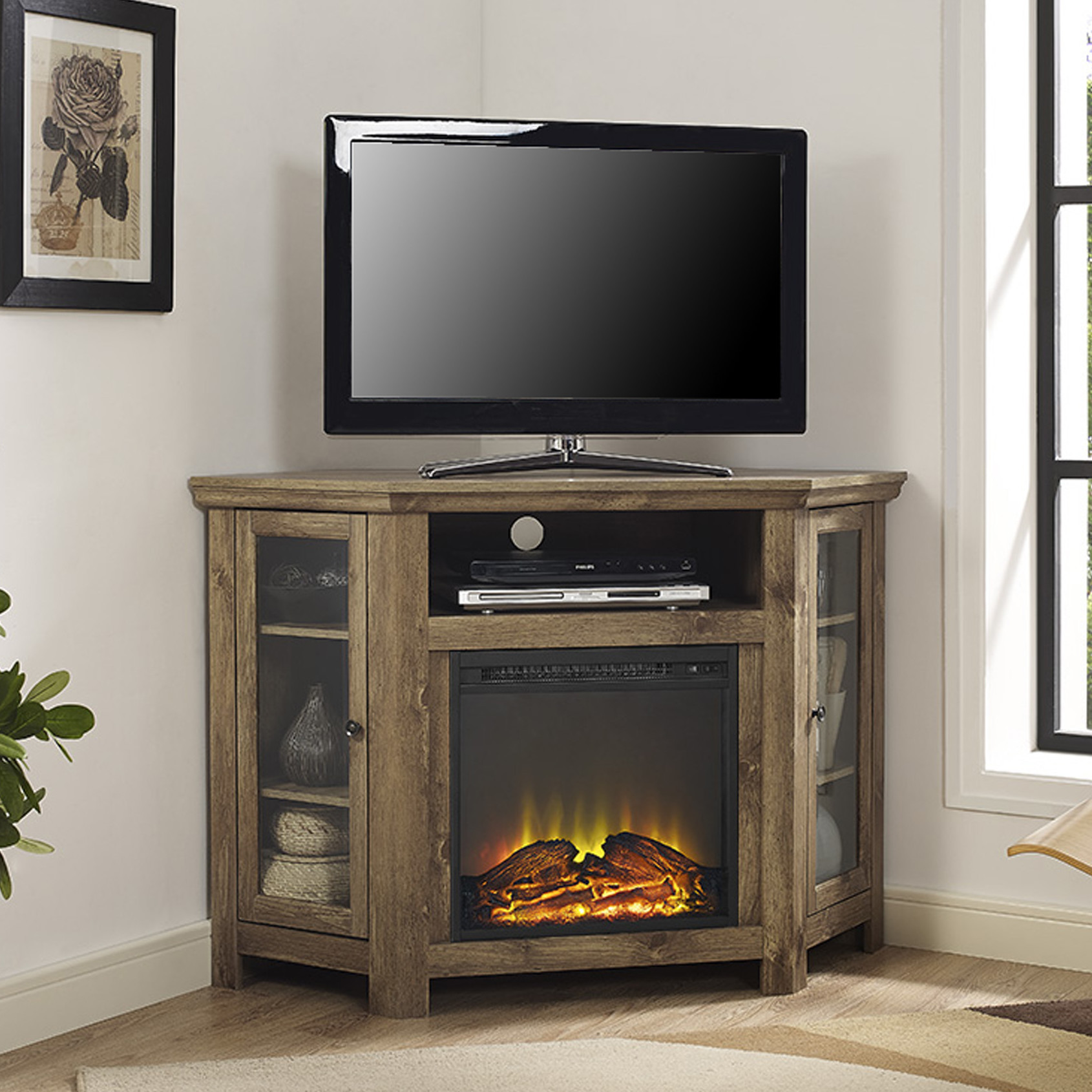 Best ideas about Tv Fireplace Stand
. Save or Pin Loon Peak Pueblo Corner TV Stand with Electric Fireplace Now.