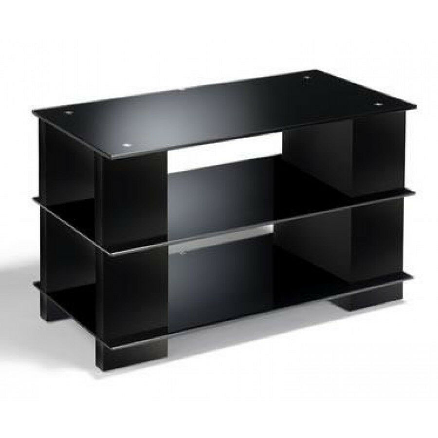 Best ideas about Tv Stand With Dvd Storage
. Save or Pin TV Stand Black Glass CD DVD storage Black Wood Open Now.