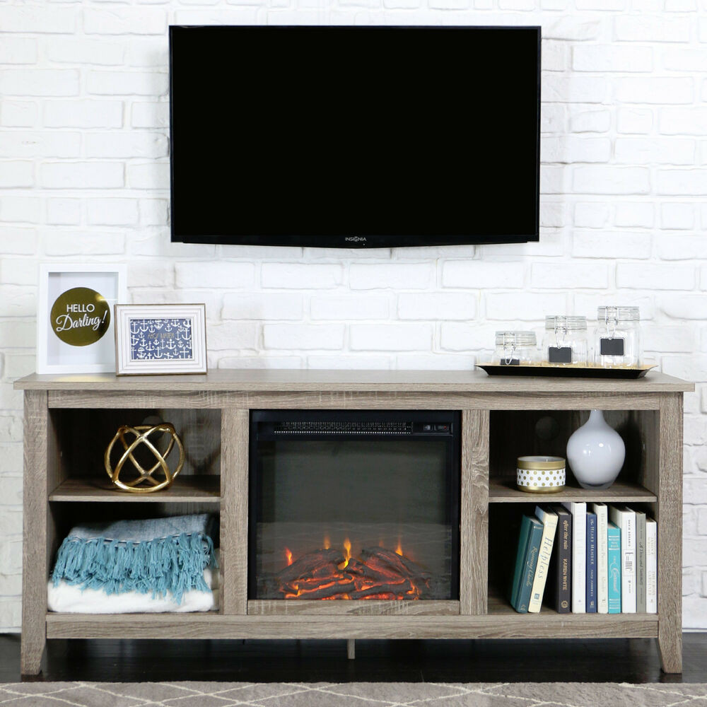 Best ideas about Tv Stand With Fireplace Insert
. Save or Pin New 58 Inch Wide Ash Grey TV Stand with Fireplace Insert Now.