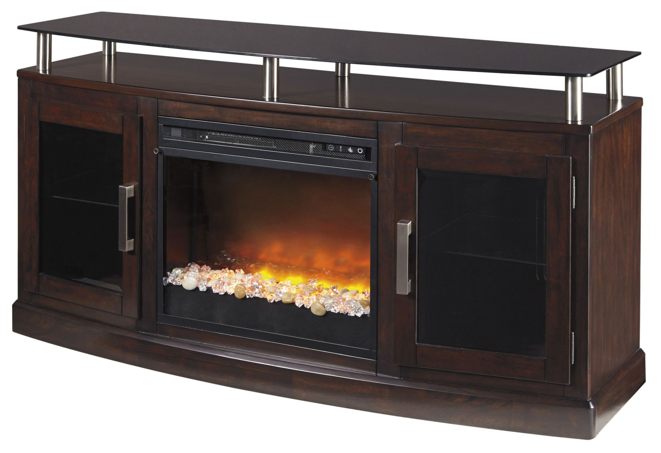 Best ideas about Tv Stand With Fireplace Insert
. Save or Pin Chanceen Dark Brown Medium TV Stand With Glass Stone Now.