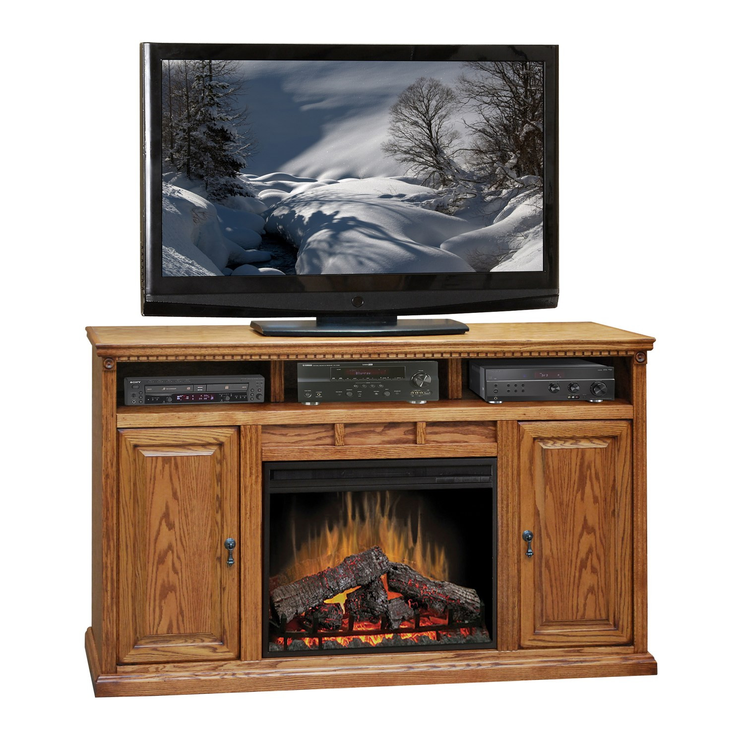 Best ideas about Tv Stand With Fireplace
. Save or Pin Legends Furniture Scottsdale Oak 62" Electric Fireplace TV Now.