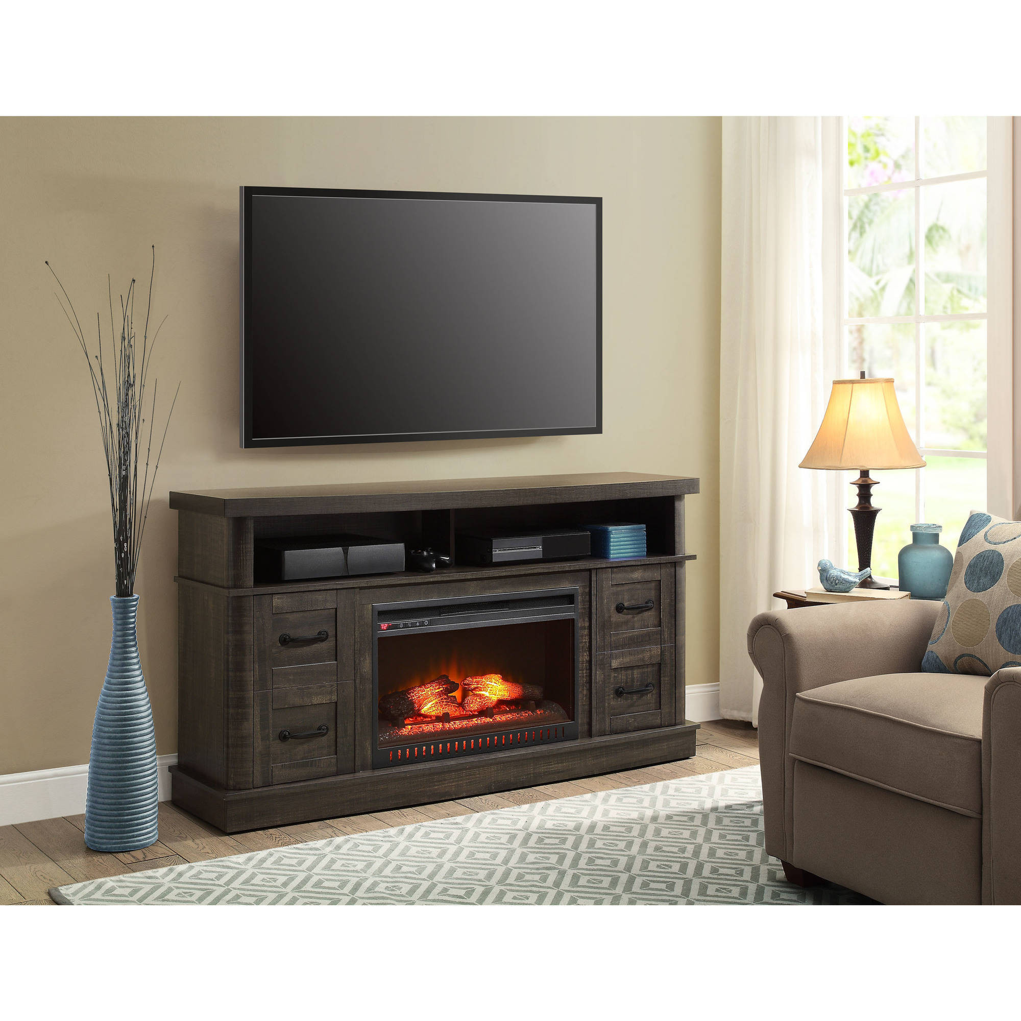 Best ideas about Tv Stands With Fireplace Walmart
. Save or Pin Wood Corner TV Fireplace TV Stand for TVs up to 52 Now.