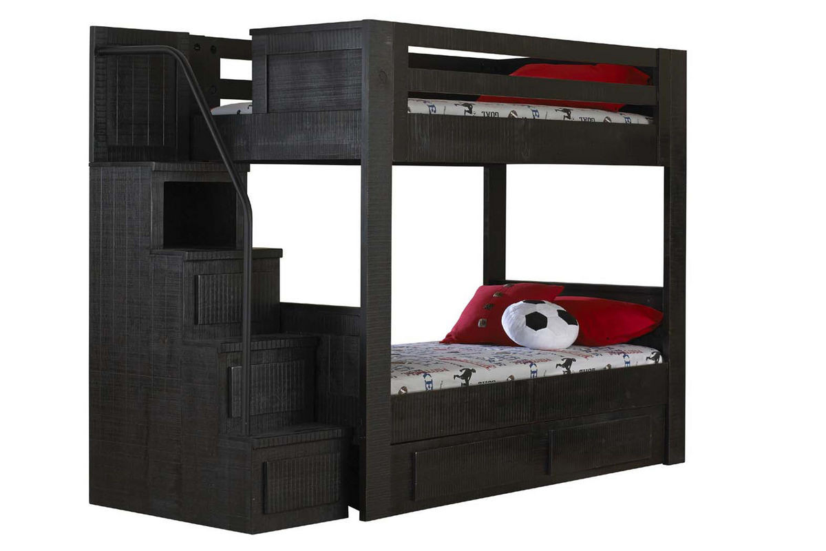 Best ideas about Twin Loft Bed With Stairs
. Save or Pin Black Twin Over Twin Bunk Bed with Staircase at Gardner White Now.