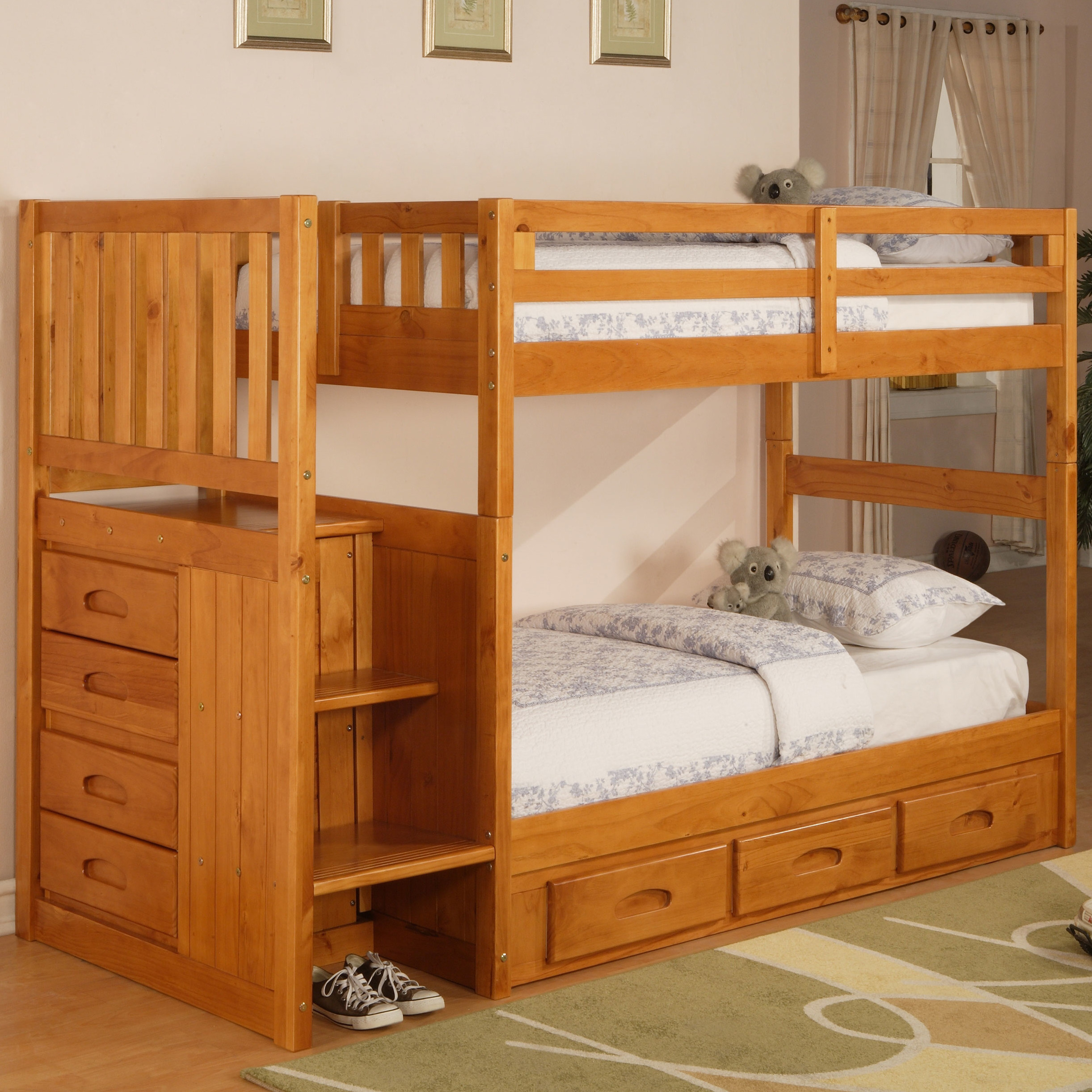 Best ideas about Twin Loft Bed With Stairs
. Save or Pin Weston Twin over Twin Bunk Bed with Stairs and Storage Now.
