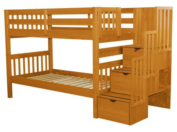 Best ideas about Twin Loft Bed With Stairs
. Save or Pin Bunk Beds Twin Stairway Honey $579 Now.