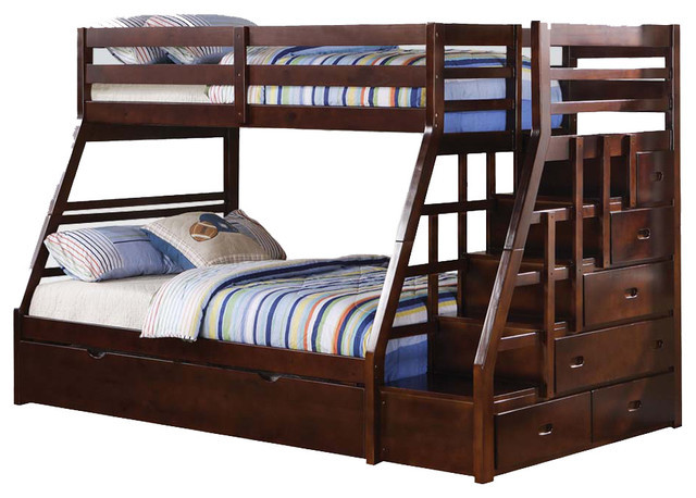 Best ideas about Twin Over Full Bunk Bed With Stairs
. Save or Pin Espresso Wood Stairway Chest Twin Over Full Bunk Bed w Now.