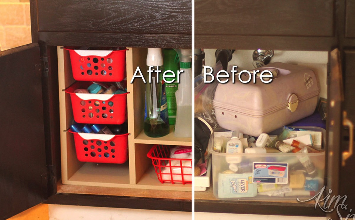 Best ideas about Under Cabinet Organization
. Save or Pin Undersink cabinet organized with dollar store baskets Now.