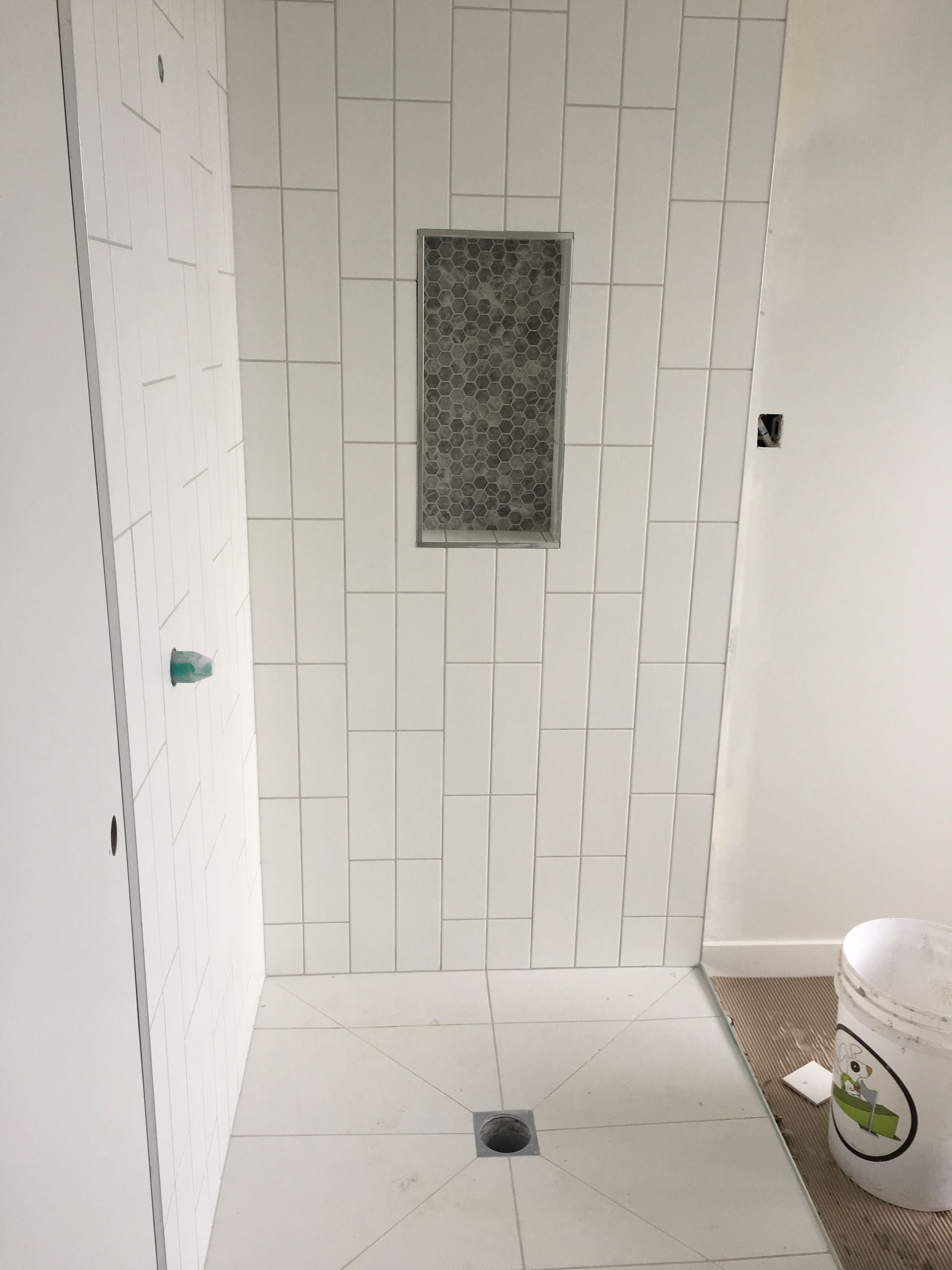 Best ideas about Vertical Subway Tile
. Save or Pin Vertical Subway Tile Double fset with Hexagon inset Now.