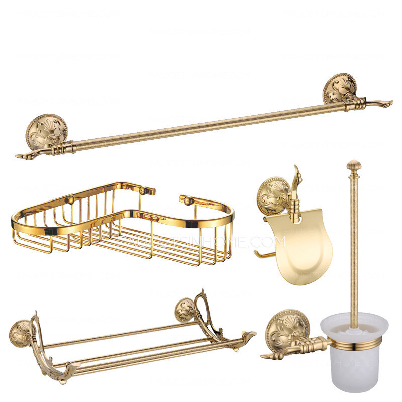 Best ideas about Vintage Bathroom Accessory
. Save or Pin Shiny Gold Brass Vintage 5 piece Bathroom Accessory Sets Now.