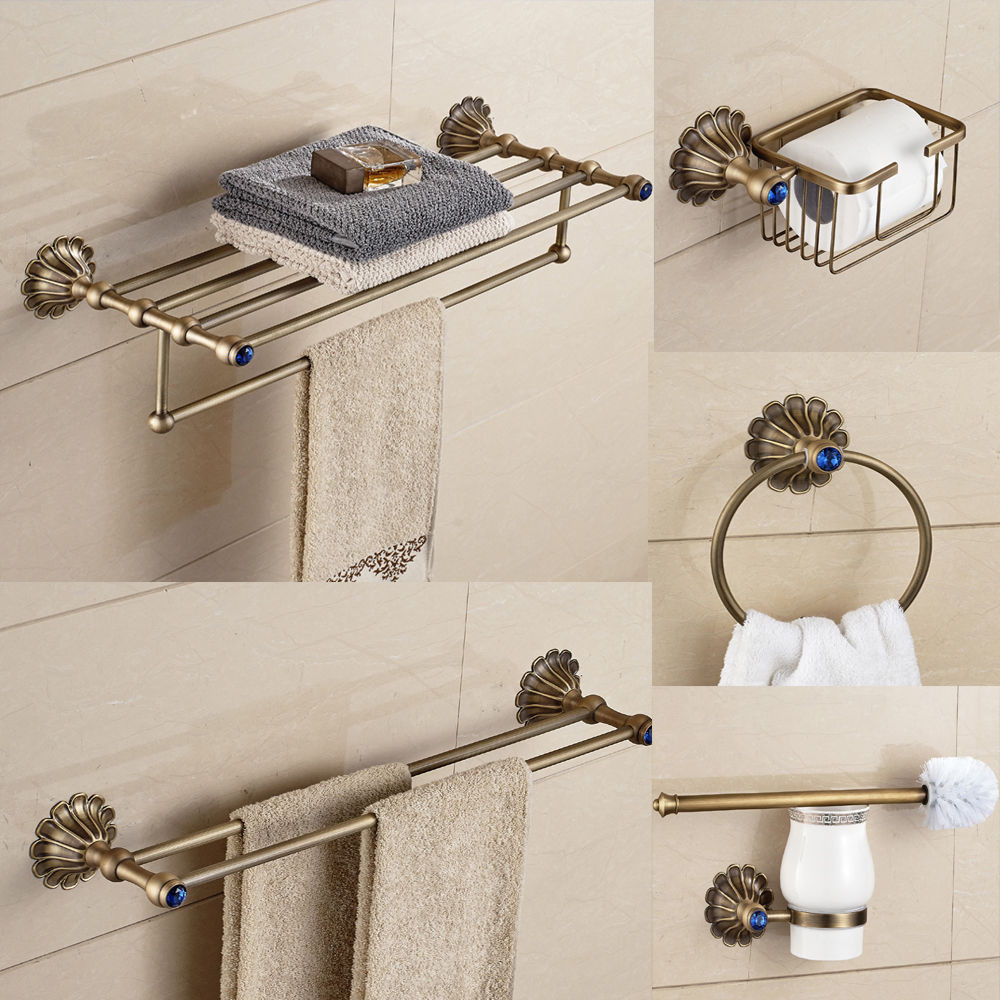 Best ideas about Vintage Bathroom Accessory
. Save or Pin New Antique Brass Bathroom Accessories Set Towel Rack Now.