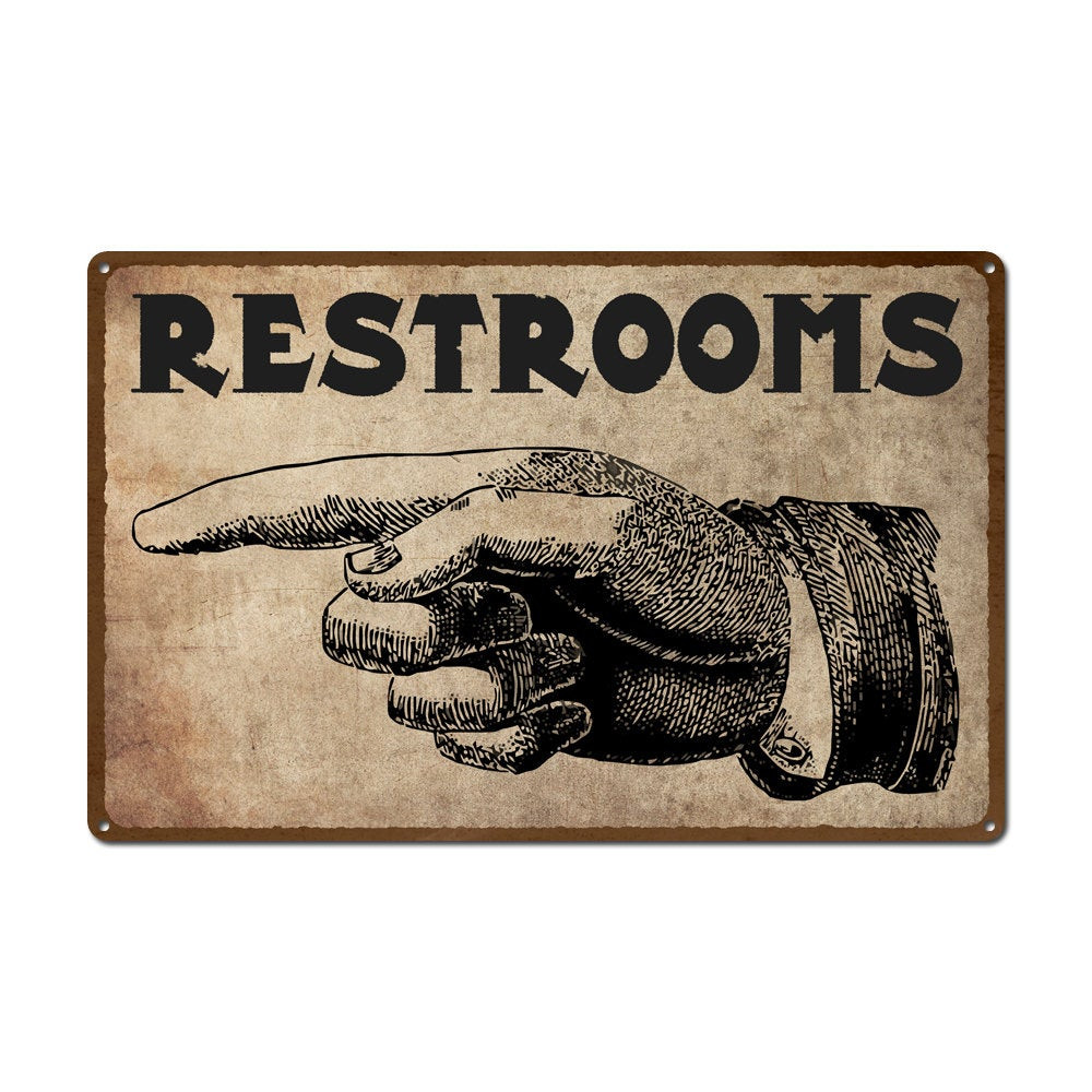 Best ideas about Vintage Bathroom Signs
. Save or Pin Vintage Pointing Hand Restroom Sign Rustic Metal Sign Now.