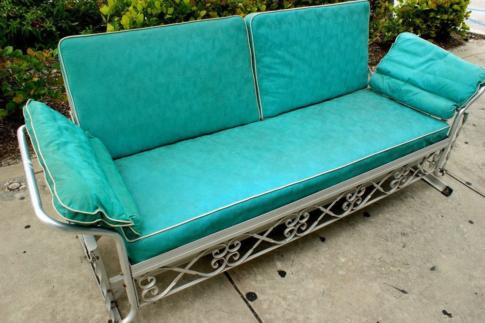 Best ideas about Vintage Patio Furniture
. Save or Pin Vintage 1950s Aqua Vinyl Aluminum Patio Glider Sofa Now.