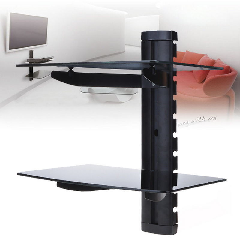 Best ideas about Wall Mounted Tv Stands With Shelves
. Save or Pin 2 Tier Floating Wall Mount Glass Shelf TV ponent Rack Now.