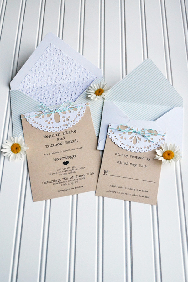 Best ideas about Wedding Invitation DIY
. Save or Pin DIY Doily Wedding Invitation Now.