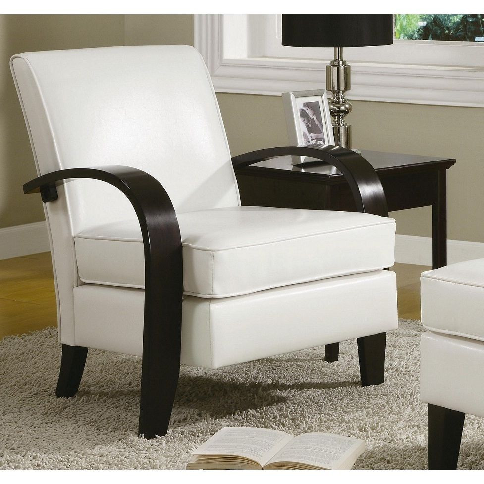 Best ideas about White Accent Chair
. Save or Pin Wonda White Bonded Leather Accent Chair with Wood Arms Now.