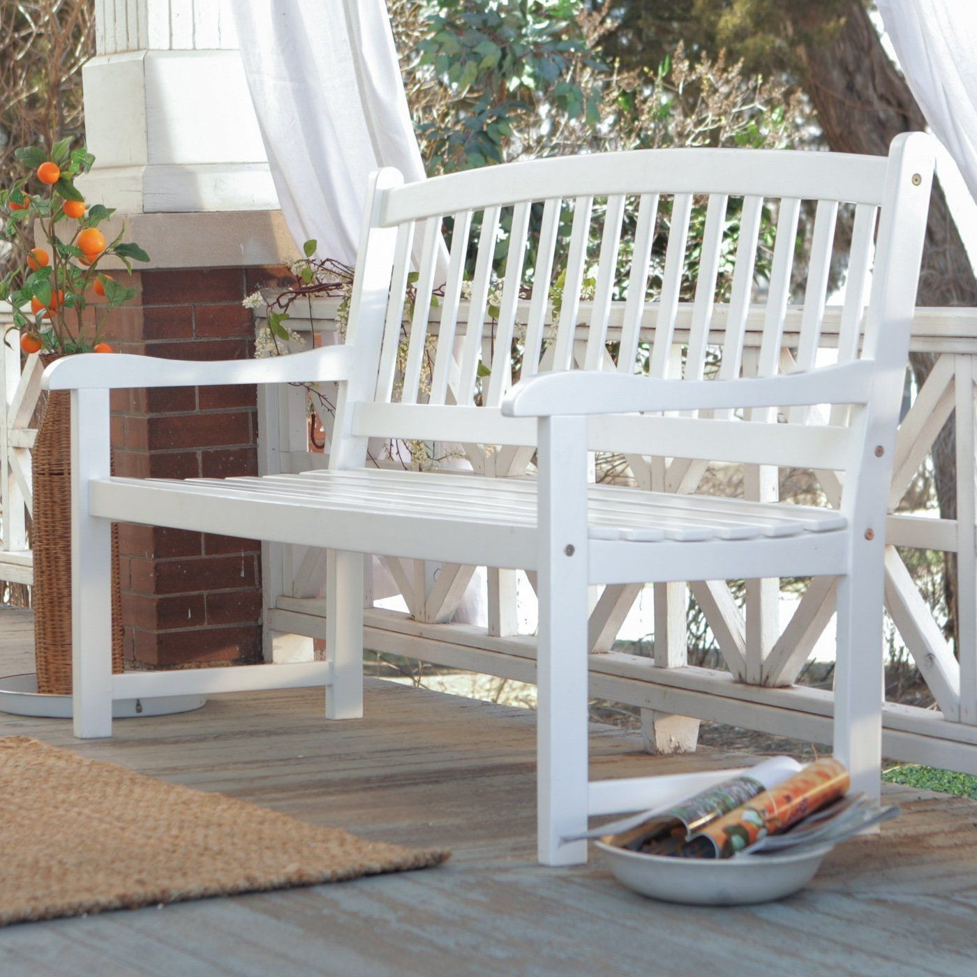 Best ideas about White Patio Furniture
. Save or Pin White Patio Bench Wood Outdoor Yard Deck Park Porch Garden Now.
