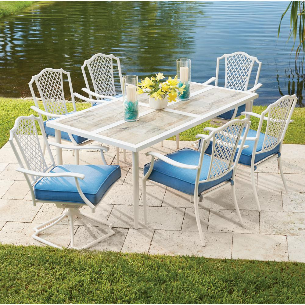 Best ideas about White Patio Furniture
. Save or Pin Hampton Bay Alveranda 7 Piece Metal Outdoor Dining Set Now.