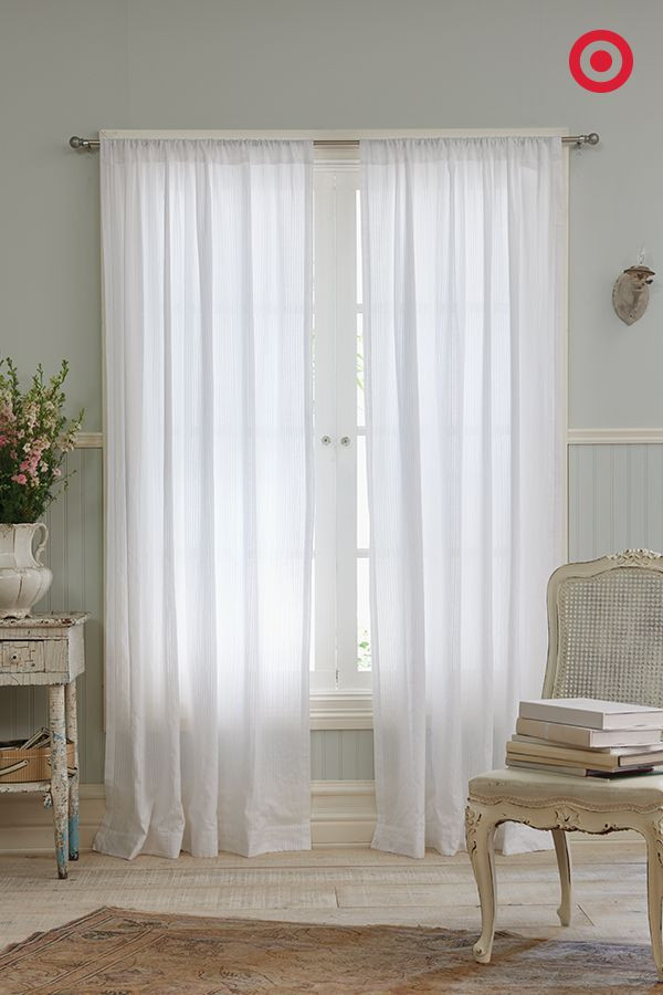 Best ideas about White Shabby Chic Curtains
. Save or Pin Dobby Stripe Sheer Curtain Panel True White Simply Now.