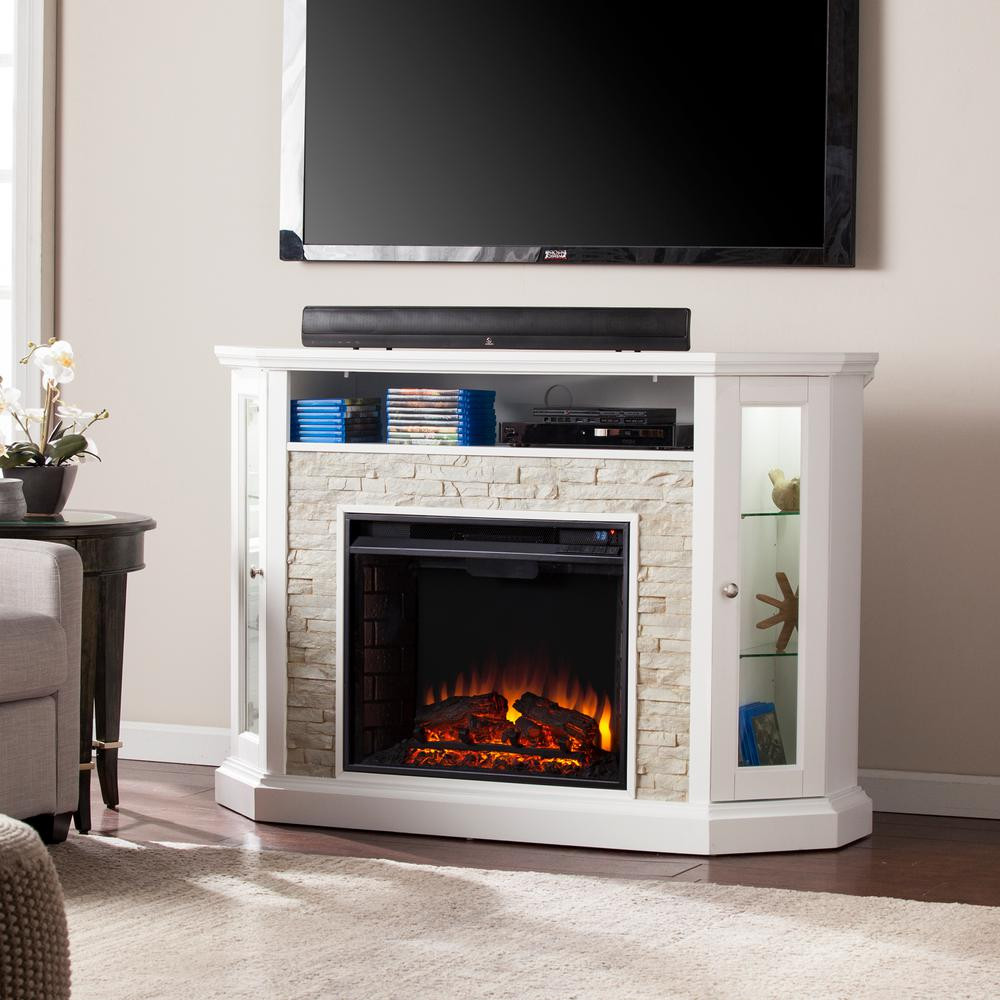 Best ideas about White Tv Stand With Fireplace
. Save or Pin Bellingham 52 25 in W Corner Convertible Media Electric Now.