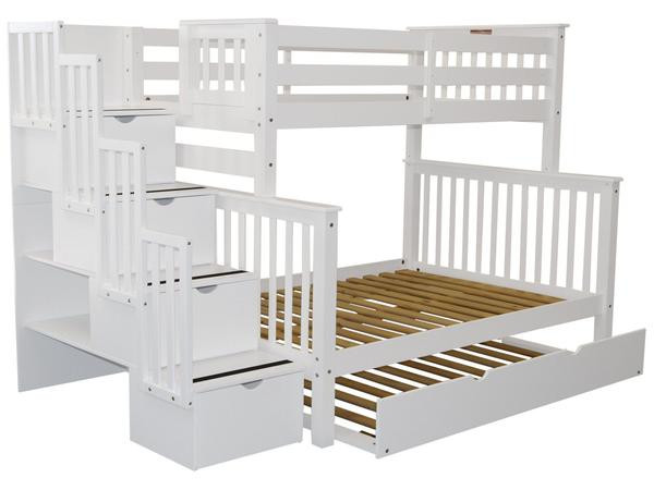 Best ideas about White Twin Over Full Bunk Bed With Stairs
. Save or Pin Bunk Beds Twin over Full Stairway White Now.