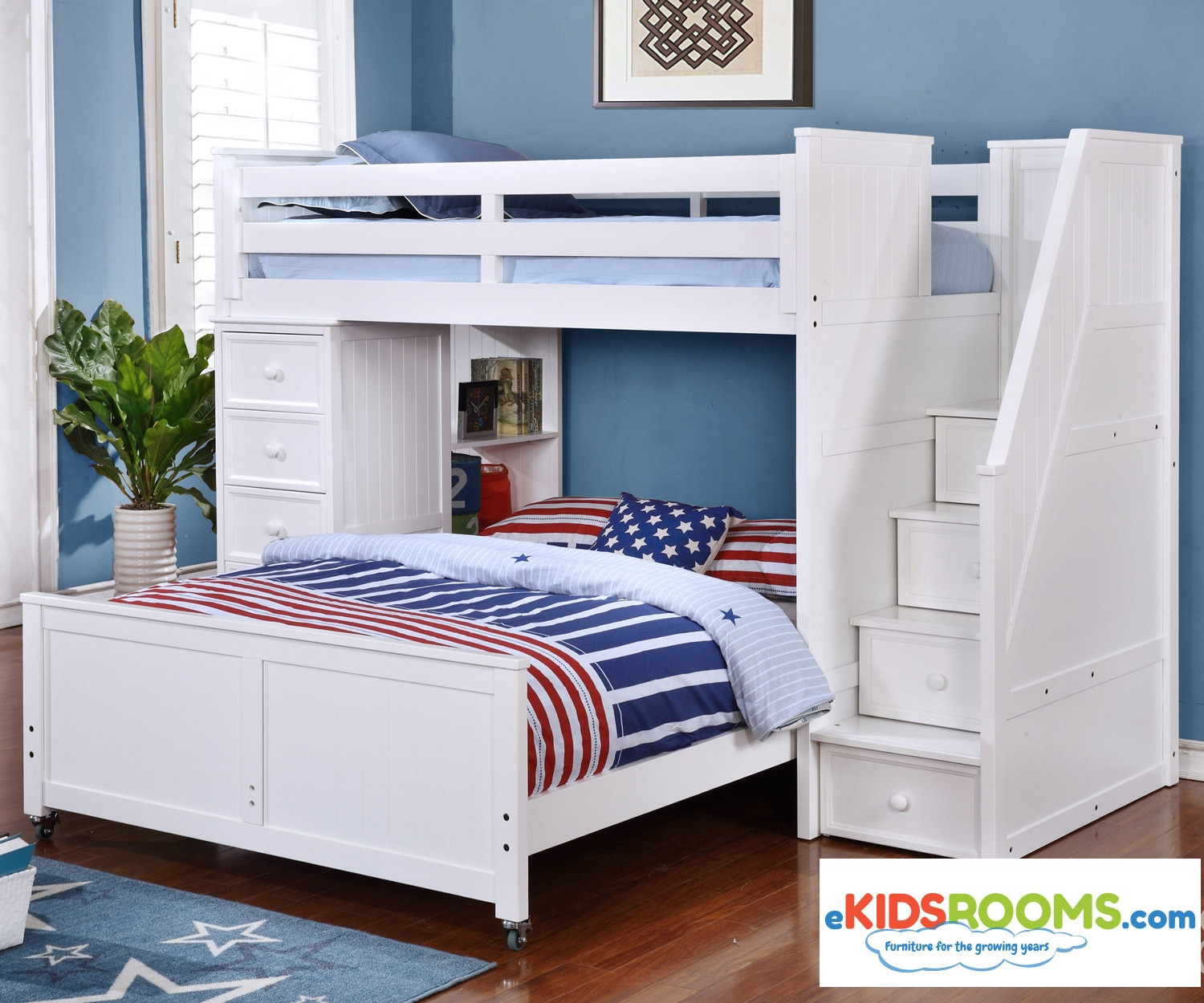 Best ideas about White Twin Over Full Bunk Bed With Stairs
. Save or Pin Multifunction Loft Bed in White Allen House Now.