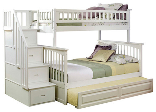 Best ideas about White Twin Over Full Bunk Bed With Stairs
. Save or Pin Columbia Staircase Bunk Bed Twin over Full with Trundle in Now.