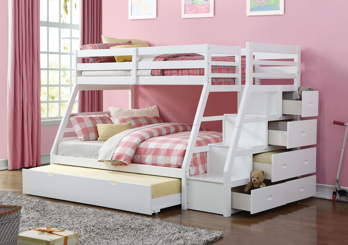 Best ideas about White Twin Over Full Bunk Bed With Stairs
. Save or Pin Elling White Bunkbed With Storage Stairs Now.