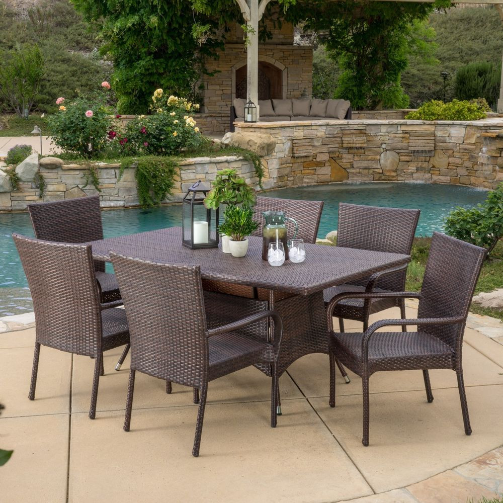 Best ideas about Wicker Patio Dining Sets
. Save or Pin Outdoor Patio Furniture 7pc Multibrown All Weather Wicker Now.