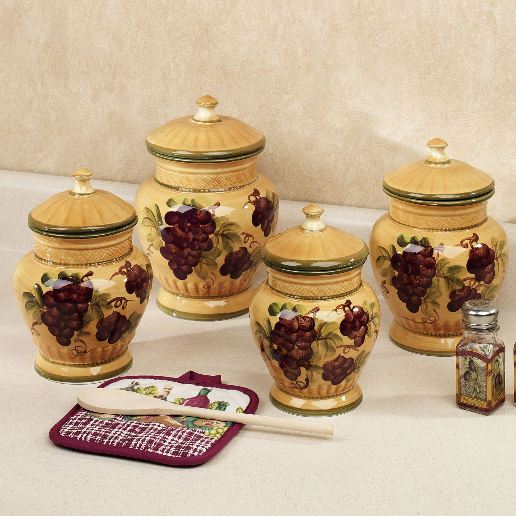 Best ideas about Wine And Grape Kitchen Decor Ideas
. Save or Pin Picture of Ceramic Grapes Canister Sets for Kitchen Now.