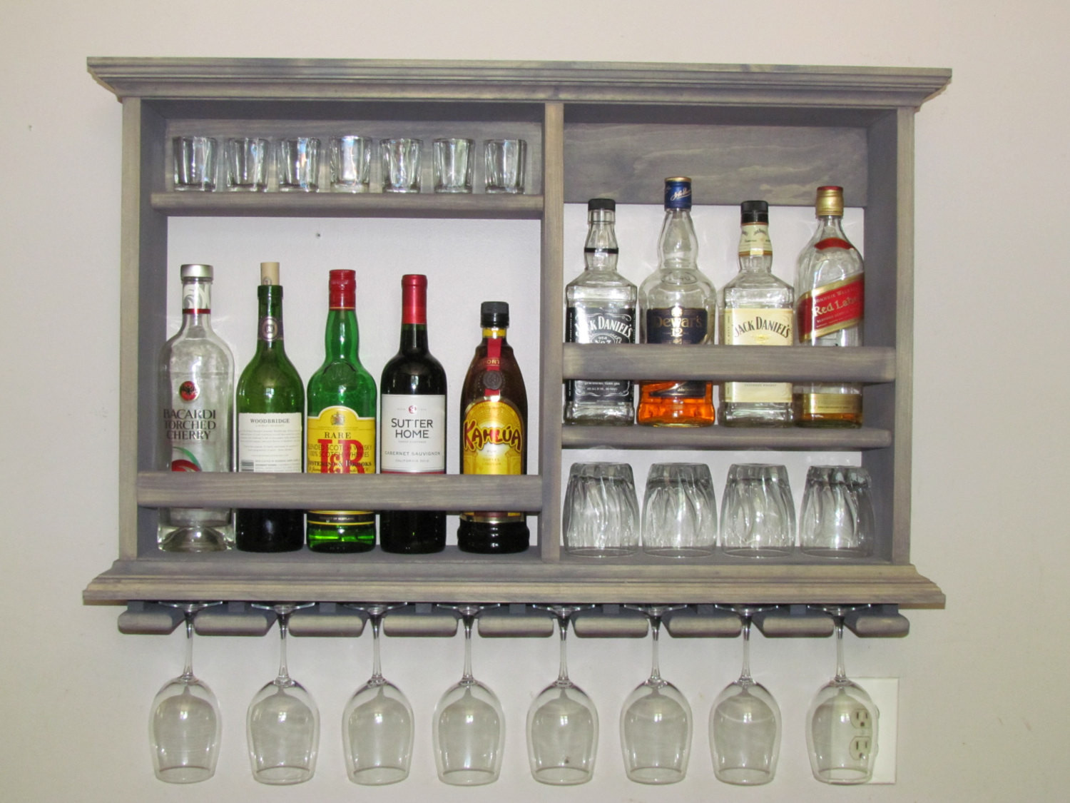 Best ideas about Wine Rack Liquor Cabinet
. Save or Pin Mini Bar Weathered gray Wine rack 3 x 2 liquor cabinet Now.
