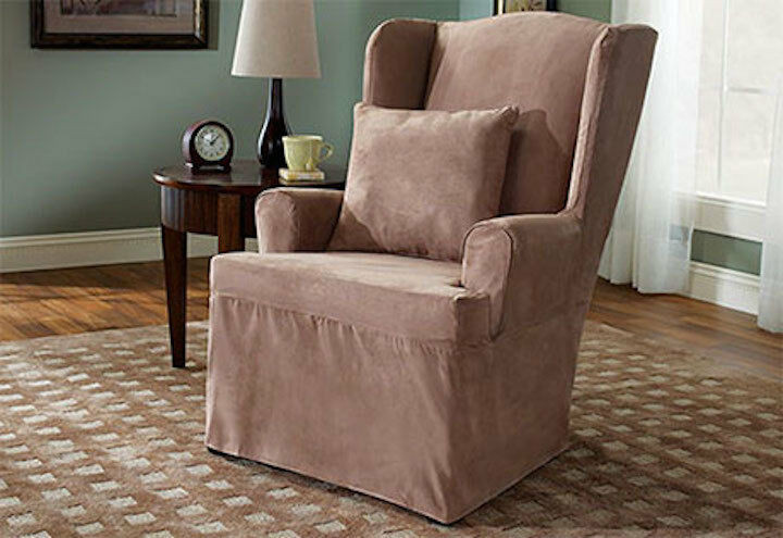 Best ideas about Wing Chair Slipcover
. Save or Pin Wing Chair Soft Suede Slipcover Sable Slipcover e piece Now.