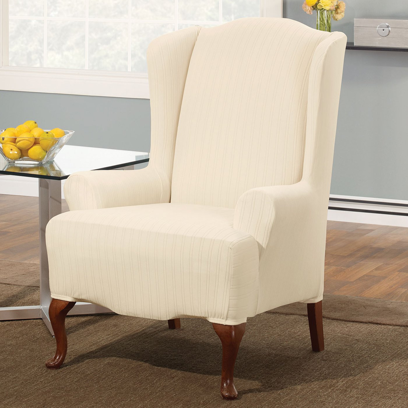 Best ideas about Wingback Chair Slipcovers
. Save or Pin Sure Fit Slipcovers Form Fit Stretch Pinstripe Wing Chair Now.