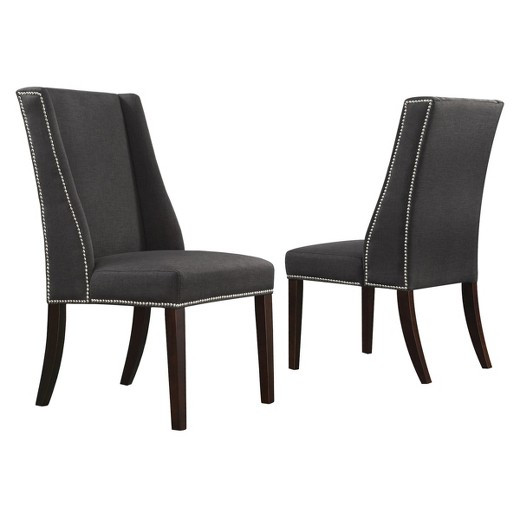 Best ideas about Wingback Dining Chair  . Save or Pin Harlow Wingback Dining Chair with Nailheads Wood Dark Gray Now.