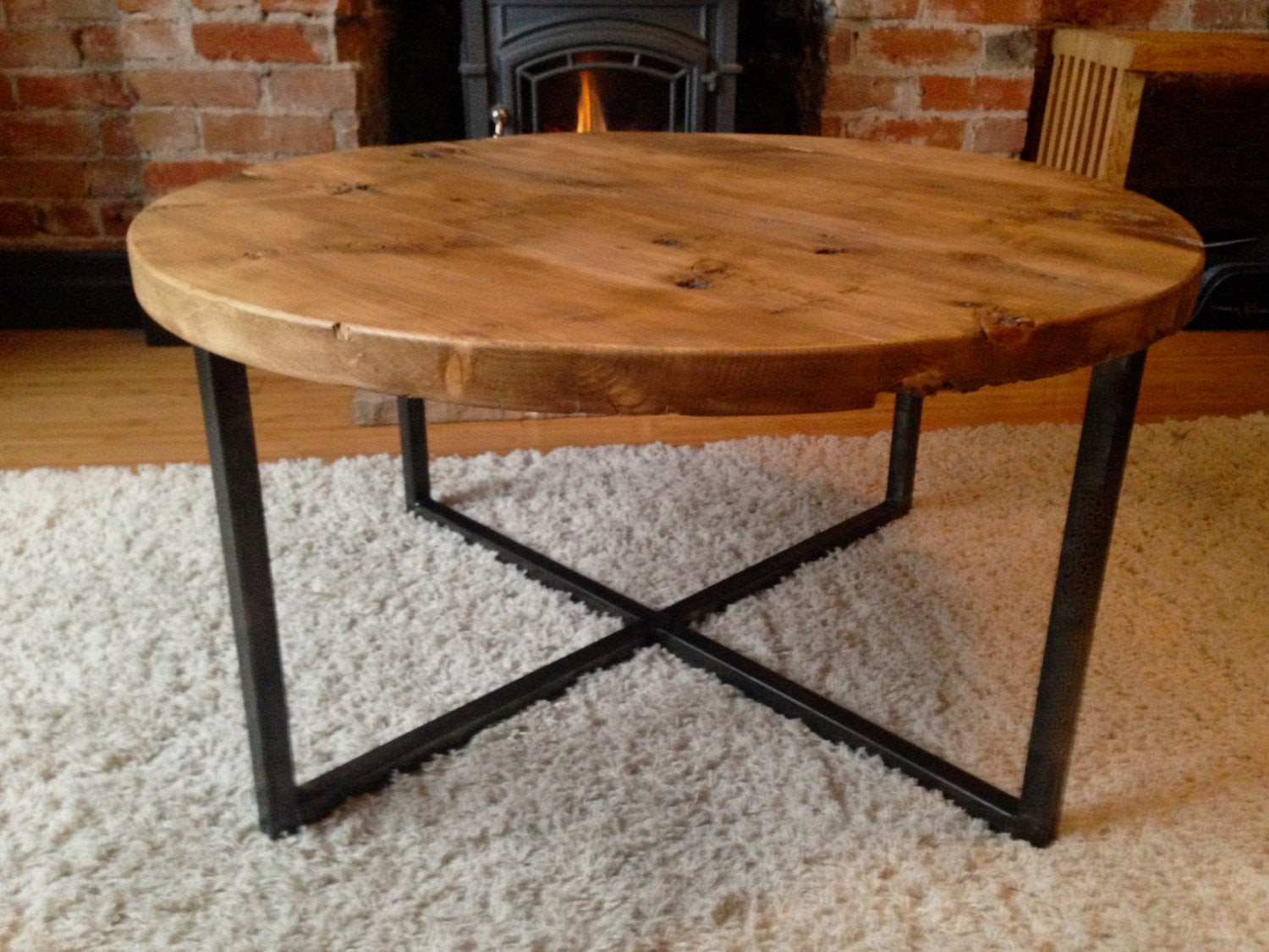 Best ideas about Wood And Metal Coffee Table
. Save or Pin Reclaimed barn wood round coffee table with metal base Now.