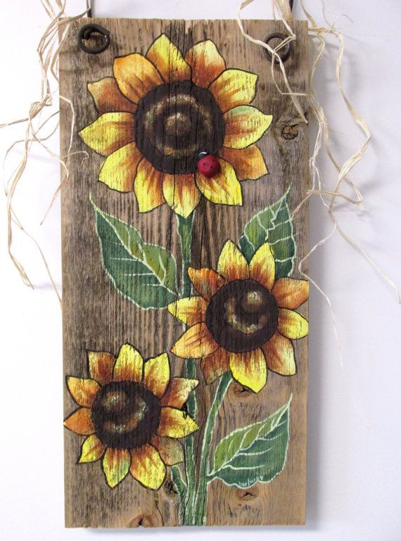 Best ideas about Wood Craft Painting Ideas
. Save or Pin Sunflowers Yellow Tole Painted on Reclaimed by Now.