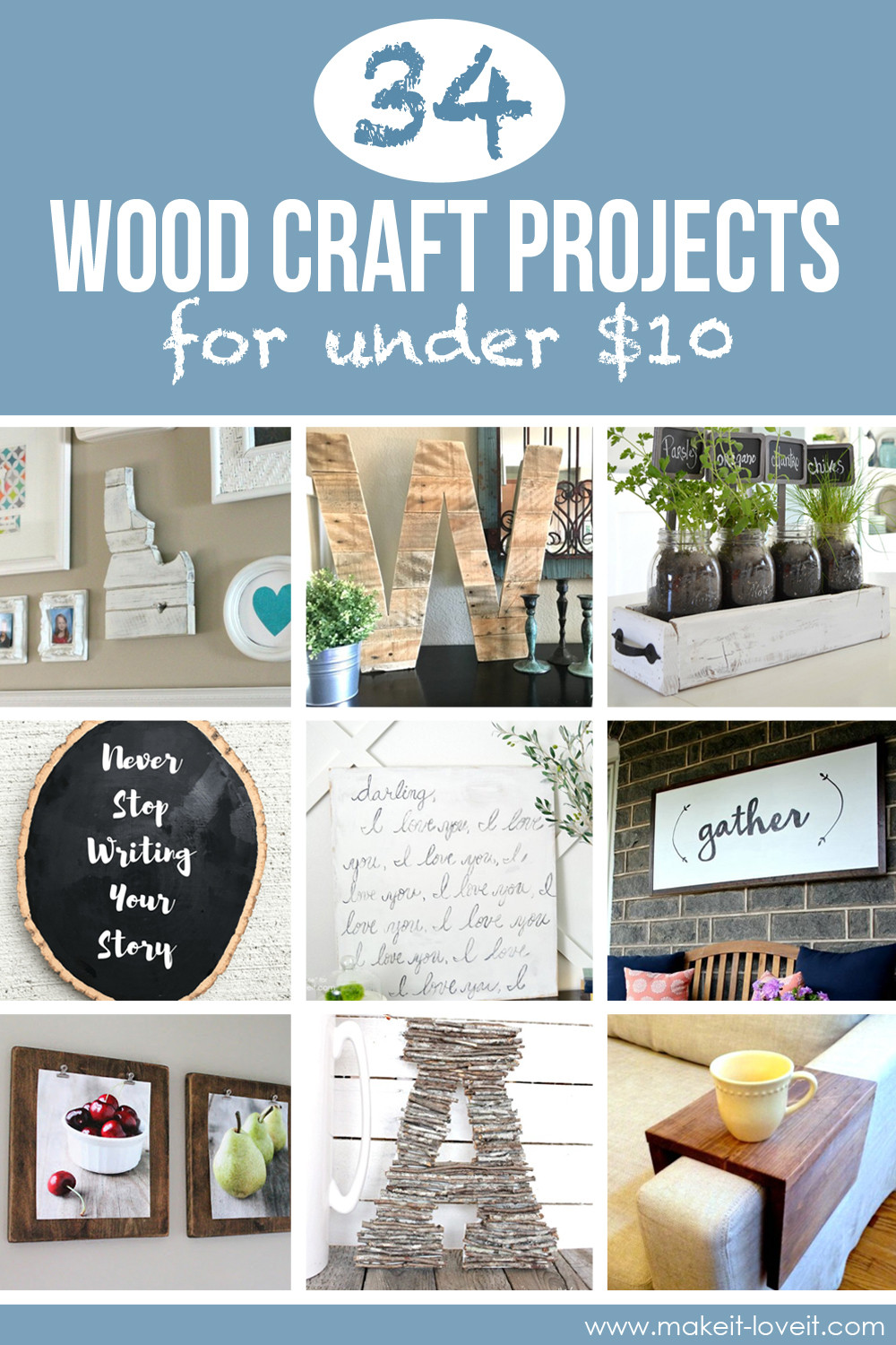 Best ideas about Wood Crafts DIY
. Save or Pin 34 Wood Craft Projects for UNDER $10 for Craft Now.