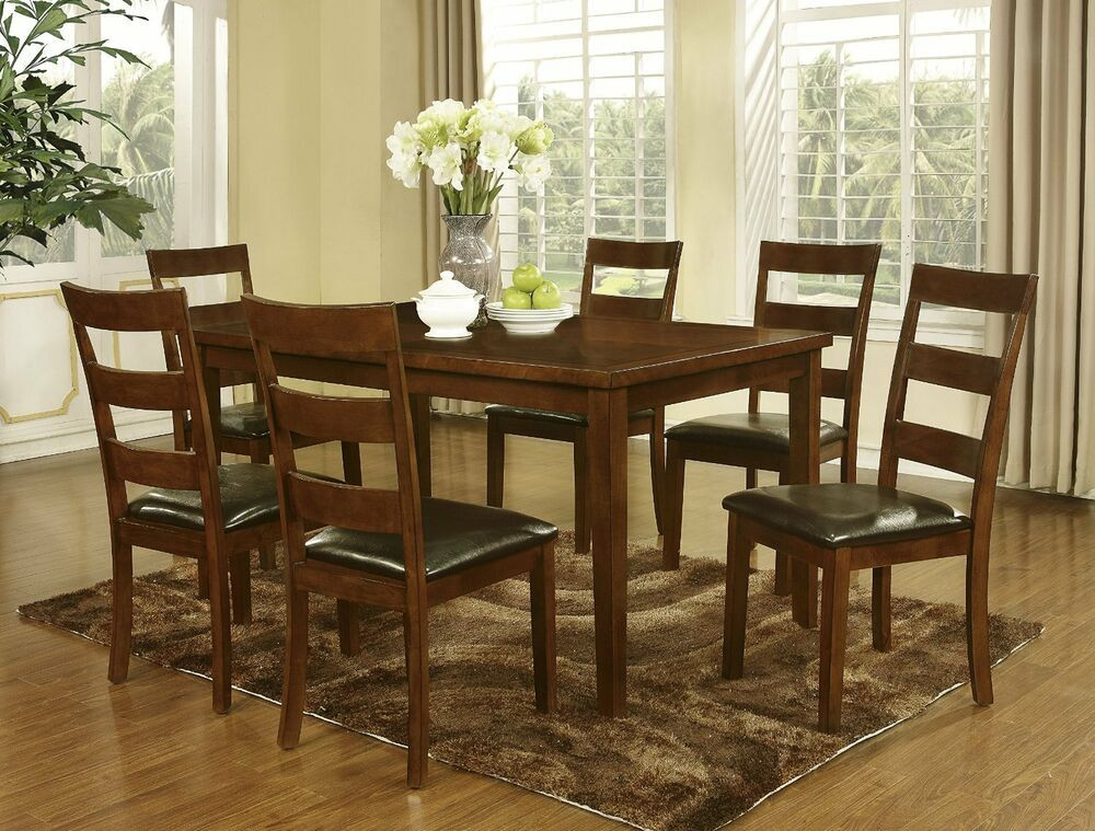 Best ideas about Wood Dining Room Table
. Save or Pin 7PC Solid Wood Cappoccino Dining Room Table Dinette Set Now.