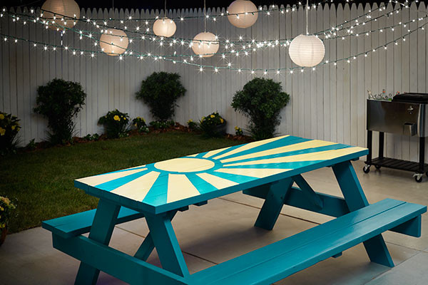 Best ideas about Wood Painting Ideas
. Save or Pin DIY Sunburst Painted Picnic Table The Home Depot Blog Now.