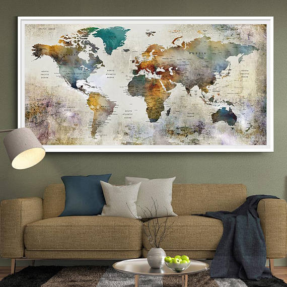 Best ideas about World Map Wall Art
. Save or Pin watercolor world map print world map wall art detailed Now.