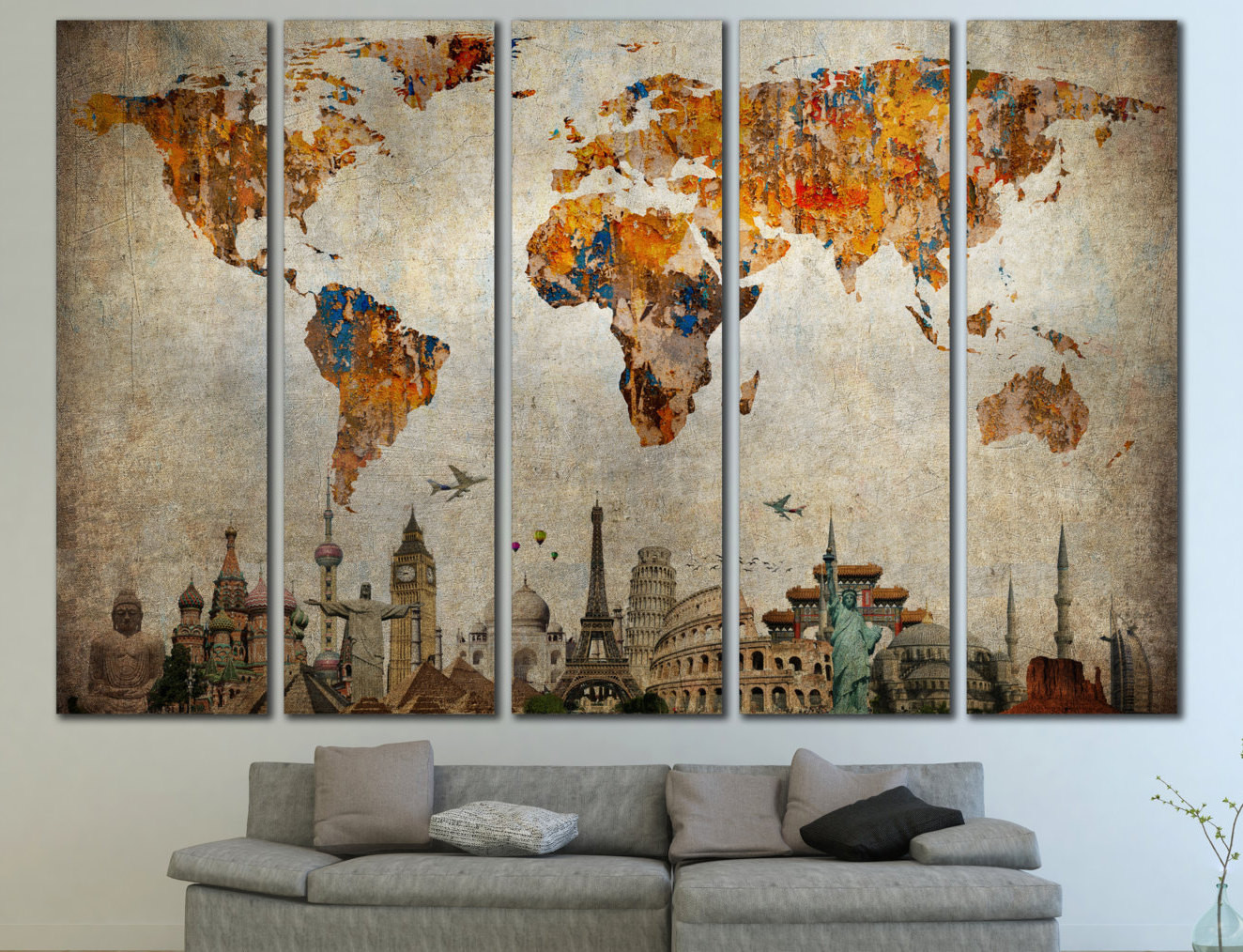 Best ideas about World Map Wall Art
. Save or Pin LARGE World Map Panels Poster Decor Canvas World Map Print Now.